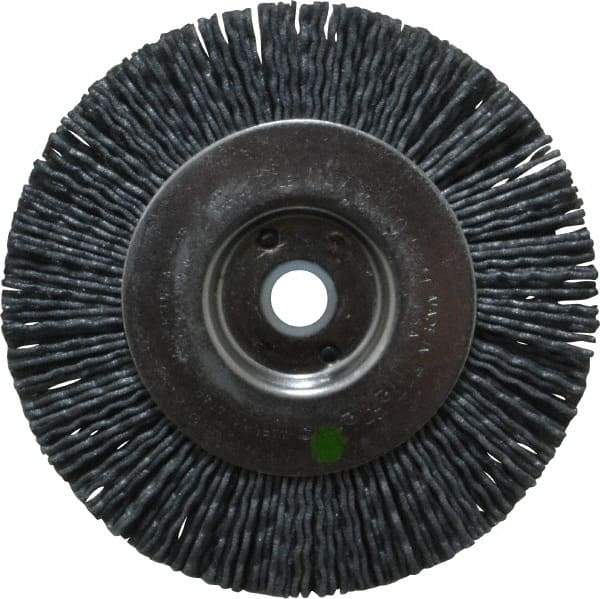 Weiler - 4" OD, 1/2" Arbor Hole, Crimped Nylon Wheel Brush - 1/2" Face Width, 7/8" Trim Length, 0.04" Filament Diam, 6,000 RPM - Exact Industrial Supply