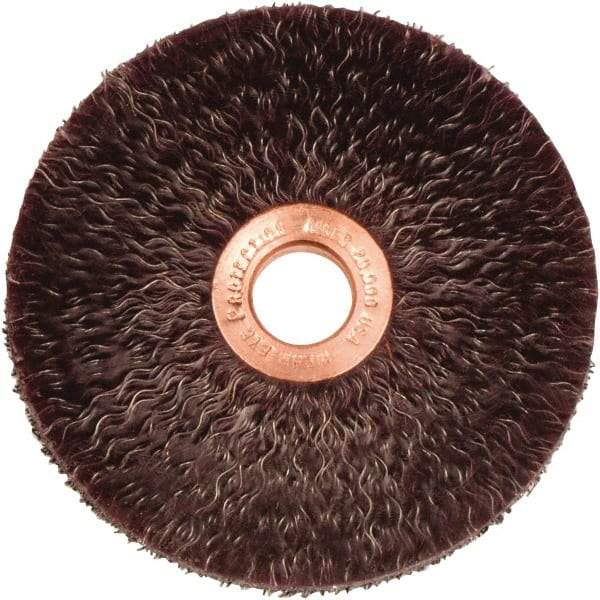Weiler - 3" OD, 1/2" Arbor Hole, Crimped Steel Wheel Brush - 1/4" Face Width, 1" Trim Length, 0.0118" Filament Diam, 20,000 RPM - Exact Industrial Supply