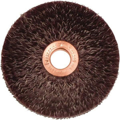 Weiler - 3" OD, 1/2" Arbor Hole, Crimped Steel Wheel Brush - 1/4" Face Width, 1" Trim Length, 0.0118" Filament Diam, 20,000 RPM - Exact Industrial Supply