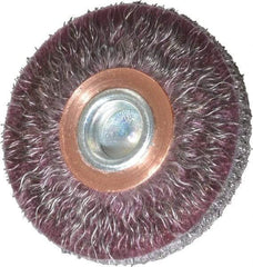 Weiler - 2" OD, 1/4" Shank Diam, Crimped Steel Wheel Brush - 1/4" Face Width, 1/2" Trim Length, 0.0118" Filament Diam, 20,000 RPM - Exact Industrial Supply