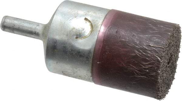 Weiler - 1" OD, 1/4" Shank Diam, Crimped Steel Wheel Brush - 7/8" Trim Length, 0.0104" Filament Diam, 14,000 RPM - Exact Industrial Supply