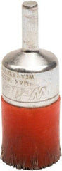 Weiler - 3/4" Brush Diam, Encapsulated, Crimped, End Brush - 1/4" Diam Shank, 16,000 Max RPM - Exact Industrial Supply