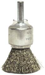 Weiler - 3/4" Brush Diam, Crimped, End Brush - 1/4" Diam Shank, 22,000 Max RPM - Exact Industrial Supply