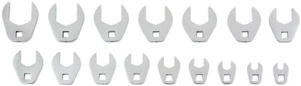 Proto - 16 Piece 3/8" Drive Open End Crowfoot Wrench Set - 9, 10, 11, 12, 13, 14, 15, 16, 17, 18, 19, 20, 21, 22, 23 & 24mm - Exact Industrial Supply