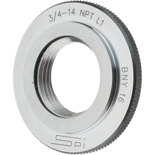 SPI - 3/4-14 Thread, Oil Hardened Non-Shrinking Steel (OHNS), Class L1, Ring Pipe Thread Gage - NPT Thread - Exact Industrial Supply