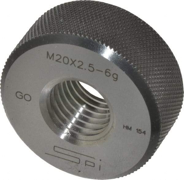 SPI - M20x2.5 Go Single Ring Thread Gage - Class 6G, Oil Hardened Nonshrinking Steel (OHNS), NPL Traceability Certification Included - Exact Industrial Supply