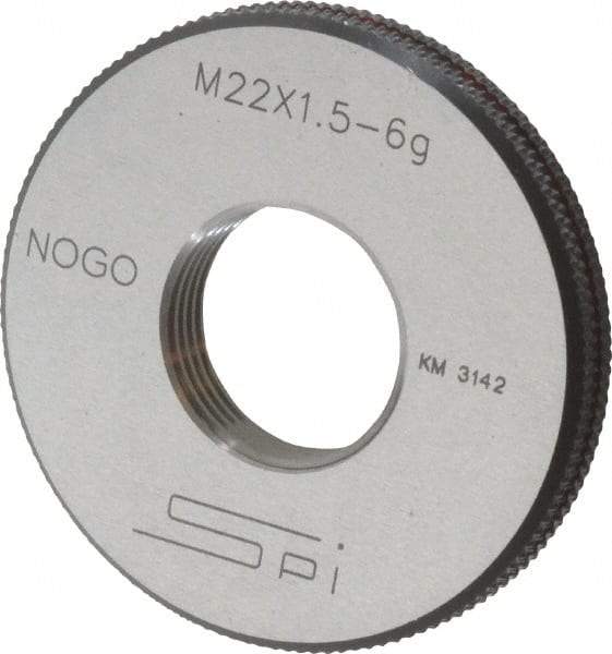 SPI - M22x1.5 No Go Single Ring Thread Gage - Class 6G, Oil Hardened Nonshrinking Steel (OHNS), NPL Traceability Certification Included - Exact Industrial Supply