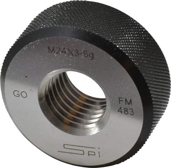 SPI - M24x3 Go Single Ring Thread Gage - Class 6G, Oil Hardened Nonshrinking Steel (OHNS), NPL Traceability Certification Included - Exact Industrial Supply