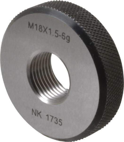 SPI - M18x1.5 Go Single Ring Thread Gage - Class 6G, Oil Hardened Nonshrinking Steel (OHNS), NPL Traceability Certification Included - Exact Industrial Supply