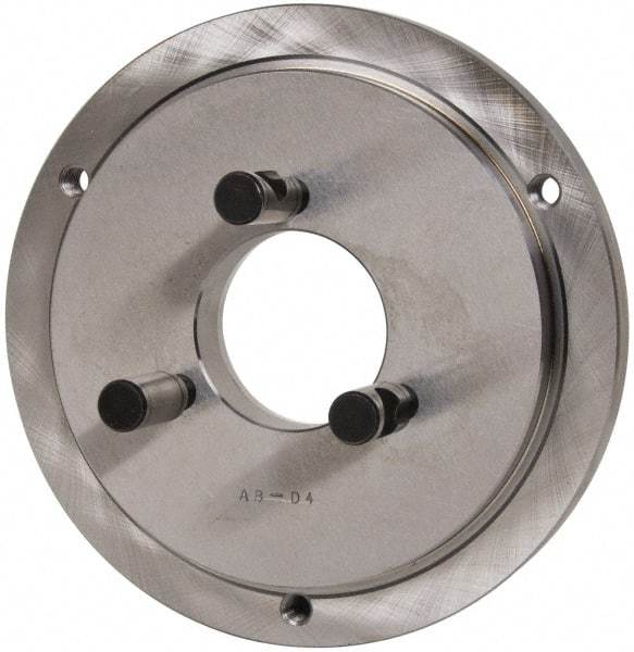 Buck Chuck Company - Adapter Back Plate for 8" Diam Self Centering Lathe Chucks - D1-4 Mount, 2.406" Through Hole Diam, 6.283mm ID, 7.87" OD, 0.714" Flange Height, Steel - Exact Industrial Supply