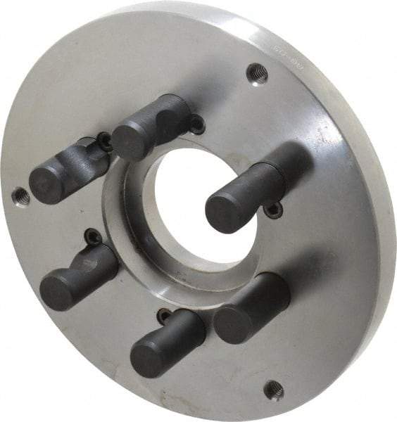 Buck Chuck Company - Adapter Back Plate for 8" Diam Self Centering Lathe Chucks - D1-5 Mount, 2.39" Through Hole Diam, 6.283mm ID, 7.87" OD, 0.794" Flange Height, Steel - Exact Industrial Supply