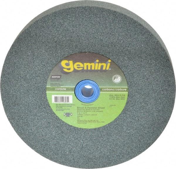 Norton - 80 Grit Silicon Carbide Bench & Pedestal Grinding Wheel - 7" Diam x 1" Hole x 1" Thick, 3600 Max RPM, Medium Grade - Exact Industrial Supply