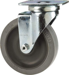 Albion - 5" Diam x 1-1/4" Wide x 6-3/16" OAH Top Plate Mount Swivel Caster - Rubber, 325 Lb Capacity, Delrin Bearing, 2-1/2 x 3-5/8" Plate - Exact Industrial Supply
