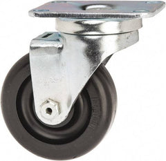 Albion - 3-1/2" Diam x 1-1/4" Wide x 4-11/16" OAH Top Plate Mount Swivel Caster - Polyolefin, 300 Lb Capacity, Delrin Bearing, 2-1/2 x 3-5/8" Plate - Exact Industrial Supply