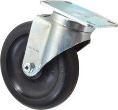 Albion - 5" Diam x 1-1/4" Wide x 6-3/16" OAH Top Plate Mount Swivel Caster - Polyolefin, 350 Lb Capacity, Delrin Bearing, 2-1/2 x 3-5/8" Plate - Exact Industrial Supply