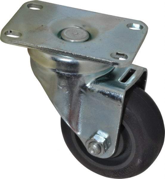 Albion - 3" Diam x 1-1/4" Wide x 4-1/4" OAH Top Plate Mount Swivel Caster - Polyurethane, 300 Lb Capacity, Ball Bearing, 2-1/2 x 3-5/8" Plate - Exact Industrial Supply