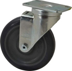 Albion - 5" Diam x 1-1/4" Wide x 6-3/16" OAH Top Plate Mount Swivel Caster - Polyurethane, 350 Lb Capacity, Delrin Bearing, 2-1/2 x 3-5/8" Plate - Exact Industrial Supply