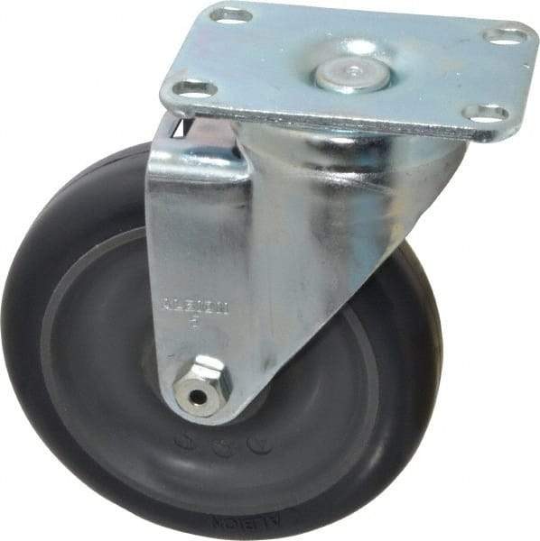 Albion - 5" Diam x 1-1/4" Wide x 6-3/16" OAH Top Plate Mount Swivel Caster - Polyurethane, 350 Lb Capacity, Ball Bearing, 2-1/2 x 3-5/8" Plate - Exact Industrial Supply