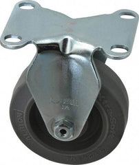 Albion - 3-1/2" Diam x 1-1/4" Wide x 4-1/4" OAH Top Plate Mount Rigid Caster - Rubber, 250 Lb Capacity, Ball Bearing, 2-1/2 x 3-5/8" Plate - Exact Industrial Supply