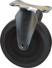 Albion - 5" Diam x 1-1/4" Wide x 6-3/16" OAH Top Plate Mount Rigid Caster - Rubber, 325 Lb Capacity, Ball Bearing, 2-1/2 x 3-5/8" Plate - Exact Industrial Supply