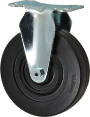 Albion - 5" Diam x 1-1/4" Wide x 6-3/16" OAH Top Plate Mount Rigid Caster - Hard Rubber, 350 Lb Capacity, Plain Bearing, 2-1/2 x 3-5/8" Plate - Exact Industrial Supply
