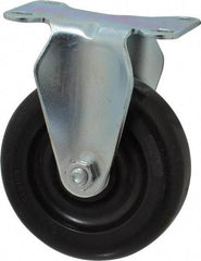 Albion - 4" Diam x 1-1/4" Wide x 5-1/8" OAH Top Plate Mount Rigid Caster - Polyolefin, 300 Lb Capacity, Delrin Bearing, 2-1/2 x 3-5/8" Plate - Exact Industrial Supply