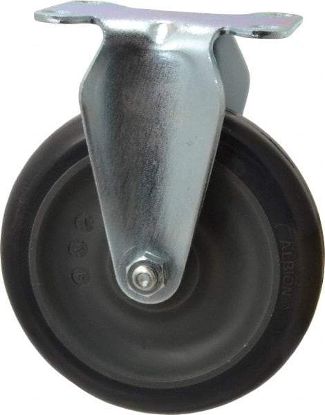 Albion - 5" Diam x 1-1/4" Wide x 6-3/16" OAH Top Plate Mount Rigid Caster - Polyurethane, 350 Lb Capacity, Ball Bearing, 2-1/2 x 3-5/8" Plate - Exact Industrial Supply