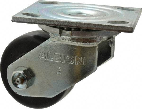 Albion - 3-1/4" Diam x 1-1/2" Wide x 4-1/4" OAH Top Plate Mount Swivel Caster - Phenolic, 600 Lb Capacity, Roller Bearing, 4 x 4-1/2" Plate - Exact Industrial Supply