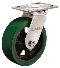 Albion - 3-1/4" Diam x 2" Wide x 4-1/4" OAH Top Plate Mount Swivel Caster - Polyurethane, 540 Lb Capacity, Roller Bearing, 4 x 4-1/2" Plate - Exact Industrial Supply