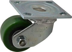 Albion - 3-1/4" Diam x 1-5/8" Wide x 4-1/4" OAH Top Plate Mount Swivel Caster - Polyurethane, 420 Lb Capacity, Roller Bearing, 4 x 4-1/2" Plate - Exact Industrial Supply