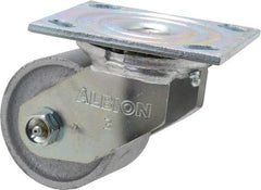 Albion - 3-1/4" Diam x 2-3/16" Wide x 4-1/4" OAH Top Plate Mount Swivel Caster - Cast Iron, 700 Lb Capacity, Roller Bearing, 4 x 4-1/2" Plate - Exact Industrial Supply