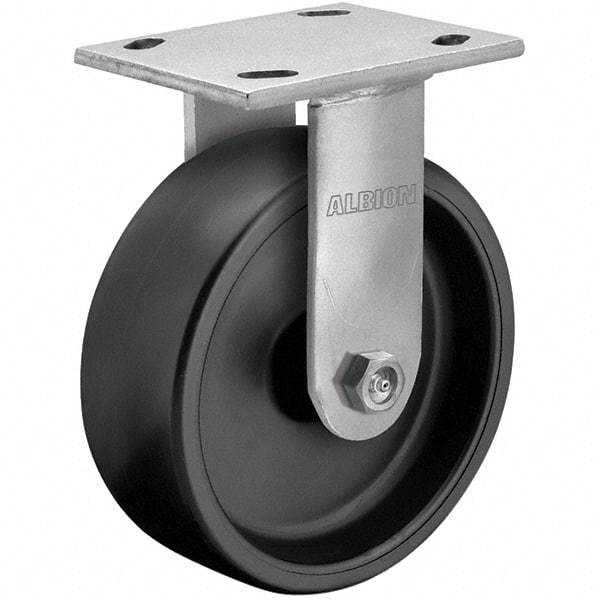 Albion - 4" Diam x 2" Wide x 5-5/8" OAH Top Plate Mount Rigid Caster - Polypropylene, 450 Lb Capacity, Roller Bearing, 4 x 4-1/2" Plate - Exact Industrial Supply