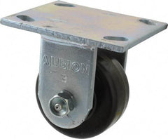 Albion - 3-1/4" Diam x 1-1/2" Wide x 4-1/4" OAH Top Plate Mount Rigid Caster - Phenolic, 600 Lb Capacity, Roller Bearing, 4 x 4-1/2" Plate - Exact Industrial Supply