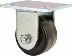 Albion - 3-1/4" Diam x 2" Wide x 4-1/4" OAH Top Plate Mount Rigid Caster - Phenolic, 700 Lb Capacity, Roller Bearing, 4 x 4-1/2" Plate - Exact Industrial Supply
