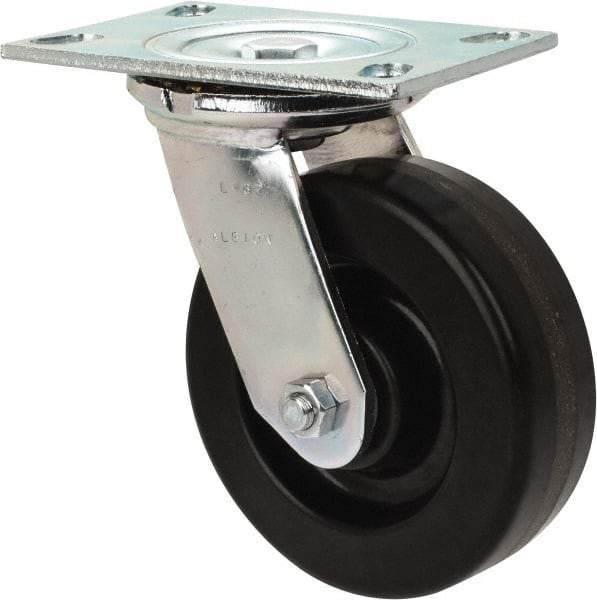 Albion - 6" Diam x 2" Wide x 7-1/2" OAH Top Plate Mount Swivel Caster - Phenolic, 1,200 Lb Capacity, Roller Bearing, 4-1/2 x 6-1/4" Plate - Exact Industrial Supply