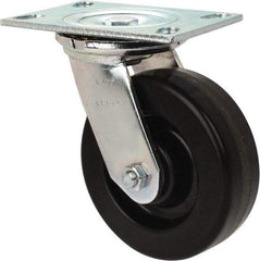 Albion - 6" Diam x 2" Wide x 7-1/2" OAH Top Plate Mount Swivel Caster - Phenolic, 1,200 Lb Capacity, Roller Bearing, 4-1/2 x 6-1/4" Plate - Exact Industrial Supply