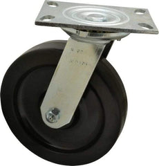 Albion - 8" Diam x 2" Wide x 10-1/8" OAH Top Plate Mount Swivel Caster - Phenolic, 1,400 Lb Capacity, Roller Bearing, 4-1/2 x 6-1/4" Plate - Exact Industrial Supply