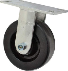 Albion - 6" Diam x 2" Wide x 7-1/2" OAH Top Plate Mount Rigid Caster - Phenolic, 1,400 Lb Capacity, Roller Bearing, 4-1/2 x 6-1/4" Plate - Exact Industrial Supply
