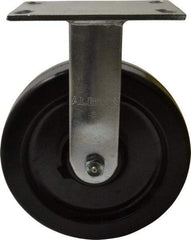 Albion - 8" Diam x 2" Wide x 10-1/8" OAH Top Plate Mount Rigid Caster - Phenolic, 1,400 Lb Capacity, Roller Bearing, 4-1/2 x 6-1/4" Plate - Exact Industrial Supply