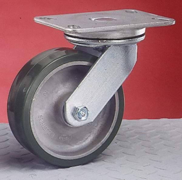 Albion - 6" Diam x 2" Wide x 7-1/2" OAH Top Plate Mount Swivel Caster - Phenolic, 1,200 Lb Capacity, Roller Bearing, 4-1/2 x 6-1/4" Plate - Exact Industrial Supply
