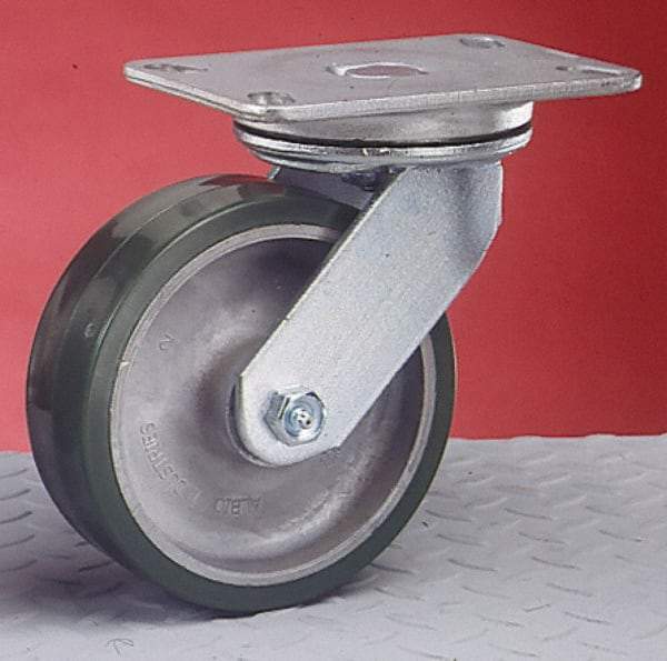 Albion - 4" Diam x 2" Wide x 5-5/8" OAH Top Plate Mount Swivel Caster - Phenolic, 800 Lb Capacity, Roller Bearing, 4-1/2 x 6-1/4" Plate - Exact Industrial Supply