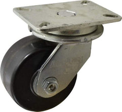 Albion - 6" Diam x 3" Wide x 8" OAH Top Plate Mount Swivel Caster - Phenolic, 2,000 Lb Capacity, Roller Bearing, 5-1/4 x 7-1/4" Plate - Exact Industrial Supply