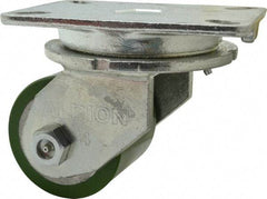 Albion - 4" Diam x 3-1/4" Wide x 6" OAH Top Plate Mount Swivel Caster - Polyurethane, 1,200 Lb Capacity, Roller Bearing, 5-1/4 x 7-1/4" Plate - Exact Industrial Supply