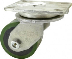 Albion - 5" Diam x 3" Wide x 7" OAH Top Plate Mount Swivel Caster - Polyurethane, 1,530 Lb Capacity, Roller Bearing, 5-1/4 x 7-1/4" Plate - Exact Industrial Supply