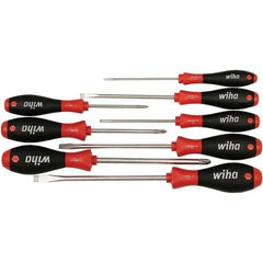 Wiha - 8 Piece Slotted & Phillips Screwdriver Set - Bit Sizes: Philips #1, #2 & #3, Comes in Box - Exact Industrial Supply