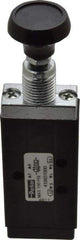 Parker - 0.20 CV Rate, 1/8" NPT Inlet Direct Air 2 Mechanical Spool Valve - 4 Way, 2 Position, 150 Max psi, Button Push Pull - Exact Industrial Supply