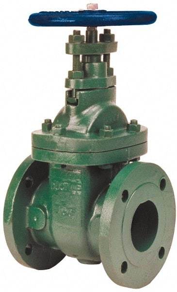 NIBCO - 6" Pipe, Class 150, Flanged-Raised Face Ductile Iron Solid Wedge Stem Gate Valve - 285 WOG, 150 WSP, Bolted Bonnet - Exact Industrial Supply