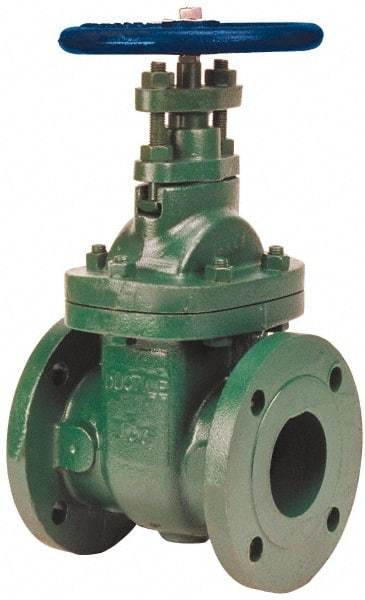 NIBCO - 2" Pipe, Class 150, Flanged-Raised Face Ductile Iron Solid Wedge Stem Gate Valve - 285 WOG, 150 WSP, Bolted Bonnet - Exact Industrial Supply