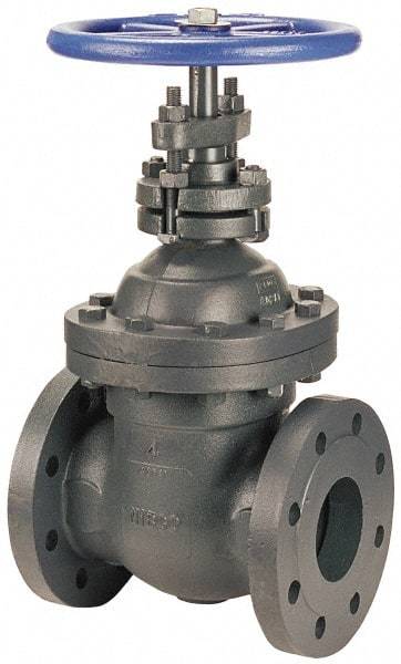 NIBCO - 2-1/2" Pipe, Class 250, Flanged Iron Solid Wedge Stem Gate Valve - 500 WOG, 250 WSP, Bolted Bonnet - Exact Industrial Supply
