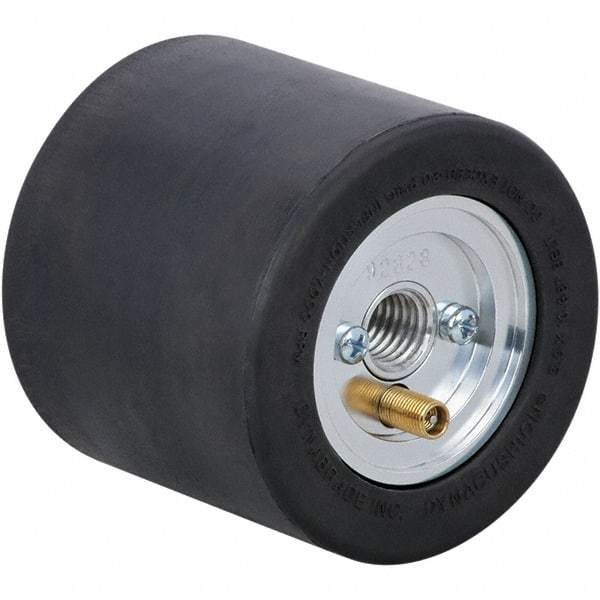 Dynabrade - 3-1/4" Wheel OD, 3" Wheel Width, 7,000 RPM, Aluminum, Pneumatic Wheel with Hub - 10-11/16" Long x 3" Wide, 5/8" Wheel Arbor Hole - Exact Industrial Supply